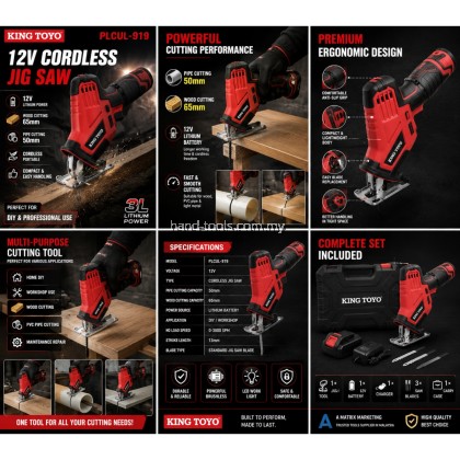 KingToyo PLCUL-919 12V Cordless Jig Saw / Reciprocating Saw
